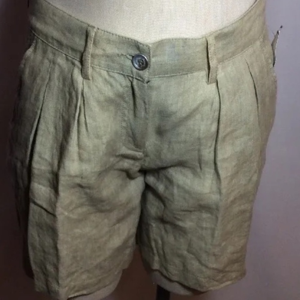NWT Paul & Shark $230 Ladies Tan Italian Yachting Linen Shorts Size 8 42